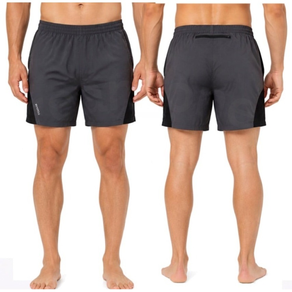 Sykroo Men's Charcoal Gray/Black Zippered Back Pocket Gym Shorts Size Medium